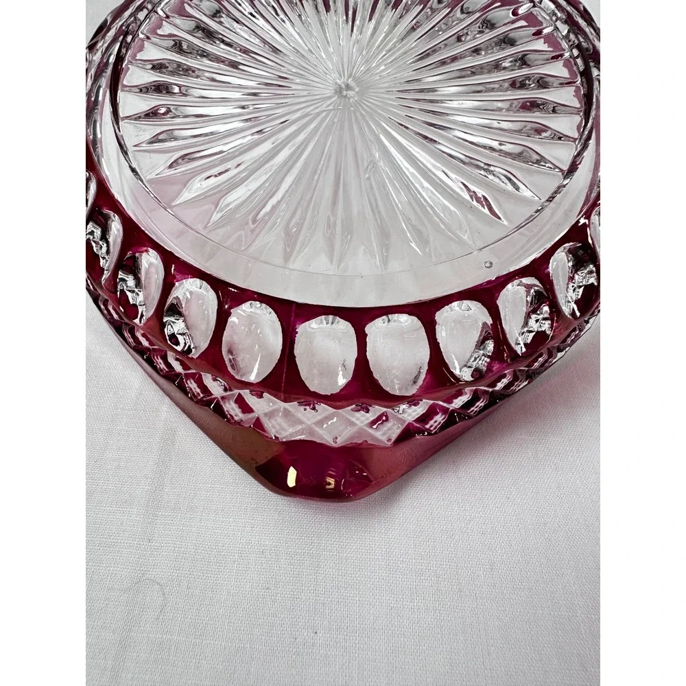 Westmoreland Ruby Red Waterford‎ 5" Heart Shaped Bonbon Nappy Glass Dish Handle - Picture 7 of 14